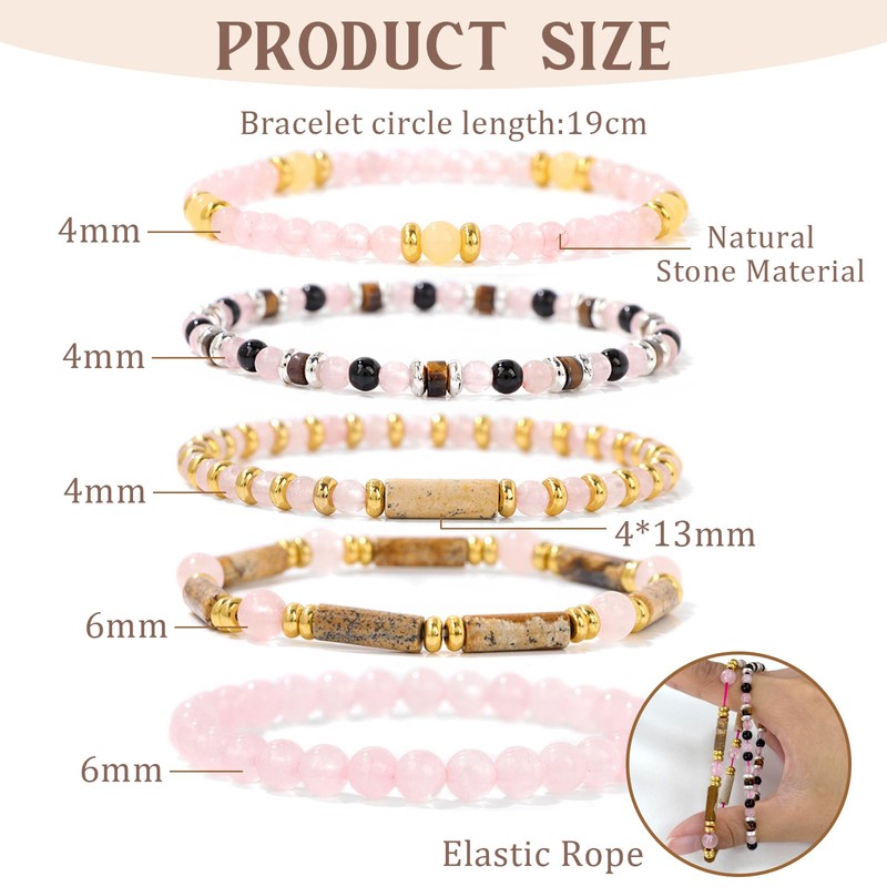 APMGONT Stackable Stretch Bead Bracelet Set, Stacked Pearl Bracelet for