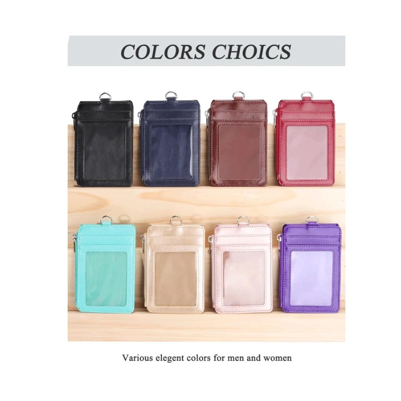 Teskyer Badge Holder with Side Zip Pocket Multiple Card Slots