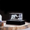 3D Crystal Gift Engraved Elephants Mother and Baby Glass Paperweight