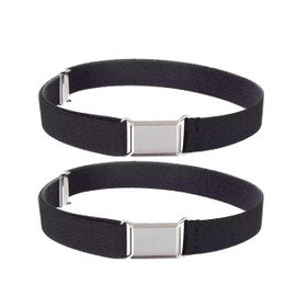 NestNook Kids Belt Adjustable Belts for Boys and Girls Elastic Stretch Belts with Silver Square Buckle (Black 2pcs)