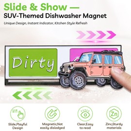 Fun Car Dishwasher Magnet Clean Dirty Sign, Dishwasher Clean Dirty Sign Fun,Easy to Read Powerful Sliding Clean Dirty Magnets Gadget for Kitchen Organization and Storage (SUV Style)