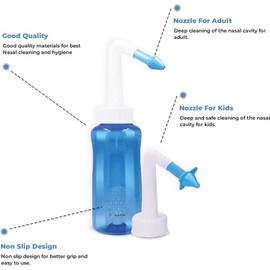 D-Oasis Neti Pot Sinus Rinse Kit for Saline Nasal Rinse–Sinus Rinse Bottle for Nasal Irrigation System–Nasal Douche Kit for Allergy & Congestion Aid–Nasal Rinse Nose Cleaner for Adults & Kids (300ml)