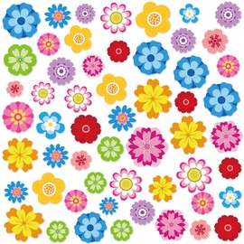 Cholemy 55 Pcs Spring Window Gel Clings Flowers Thick Gel Clings Colorful Floral Window Stickers Removable Reusable Spring Daisy Window Decal for Home Glass Classroom Home Spring Party Decor