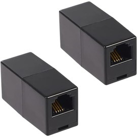 Zguziji Pack of 2 A Pair of Converter Adapter RJ11 6P4C Male to Ethernet RJ45 8P4C/8P8C Female,BLACK