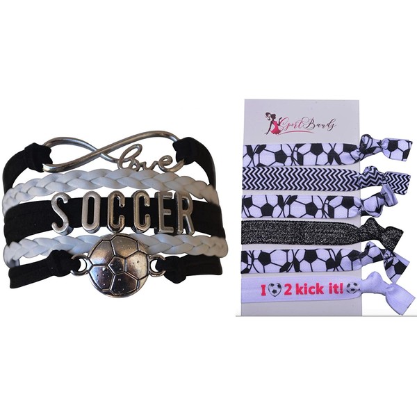Infinity Collection Soccer Hair Accessories, Soccer Hair Ties, No Crease Soccer Hair Elastics Set