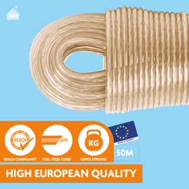 LaundrySpecialist® washing line 50 metres with steel core, extra solid and extra long.