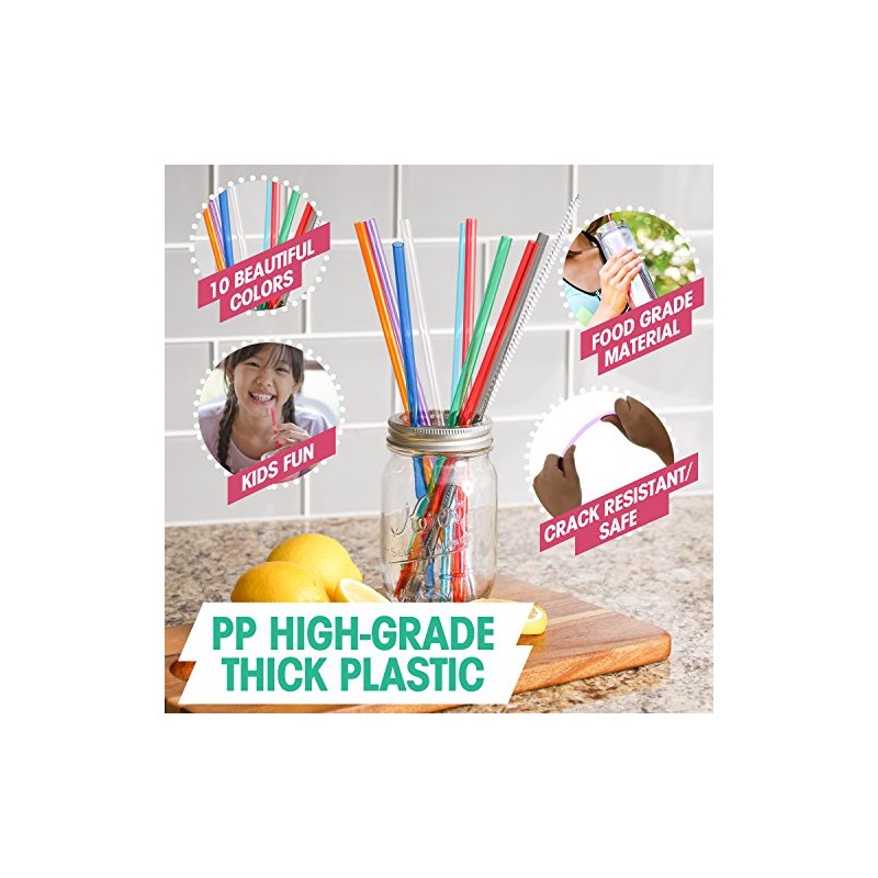 Orange Replacement Acrylic Straw Set of 6, Fits 16oz, 20oz,