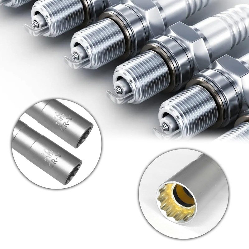 QKYS 5/8" 16mm Spark Plug Socket Magnetic, 3/8-Inch Drive 12-Point