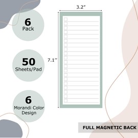 BIPEND 6 Pack Magnetic Notepads for Refrigerator, Grocery List Magnet Pad for Fridge, 50 Sheets per Note Pads To-Do List, Shopping List(300Sheets)