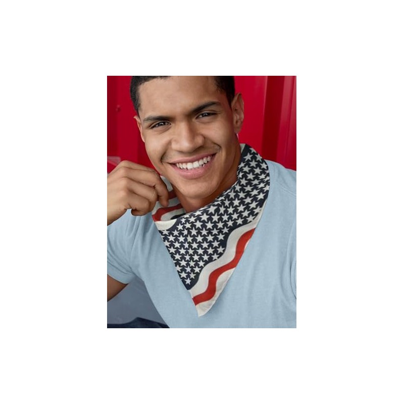 Motique Accessories Cotton Print Bandana (Wavy American Flag)