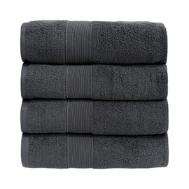 Vacilandia 4 Pack Bath Towels 100% Cotton Ultra Soft for Bathroom，SPA，Gym & Hotel (Dark Grey)