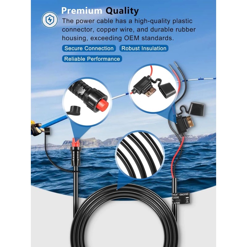 Unbranded for Garmin GLS GPSMAP GSD LiveScope 010-11425-01 Threaded Power