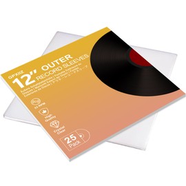 GPXIIZ Vinyl Record Sleeves 12 Inch Outer Sleeves, Pack of 25 LP Protective Covers, Transparent Vinyl Sleeves, 12.75 x 12.75 Inch Record Sleeves, for Single and Double LPs