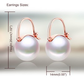 Salanda Pearl Earrings for Women,Pearl Dangle Earrings 18K Gold Plated Hypoallergenic Earrings Pearl Drop Earrings Colorful White 14mm
