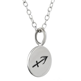 FashionJunkie4Life 925 Sterling Silver Zodiac Symbol Circle Charm Pendant Necklace, Sterling Silver