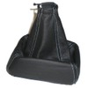 Shift Boot Lever Cuff / Black Leather / White Stitching