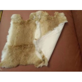 Unbranded 2X Real Rabbit Skin Pelt Hide Tanned Rabbit Fur Leather Craft Natural Fawn Color