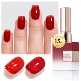 Double Rhythm 0.50 OZ Translucent Gel Polish Same Color Same Bottle Sheer Neutral Natural Milky 15 ML Jelly UV Nail Polish Art DIY at Home (Burgundy Red-A1485)