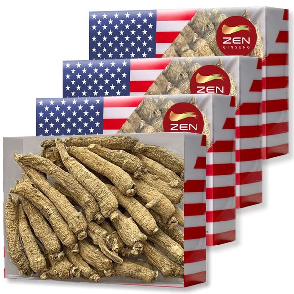 4 Packs of Hand Selected Small Tail American Ginseng Root 4oz/Box (4 Boxes) 西洋参/花旗参 Panax Ginseng. Boosts Body Immunity, Energy for Man & Women