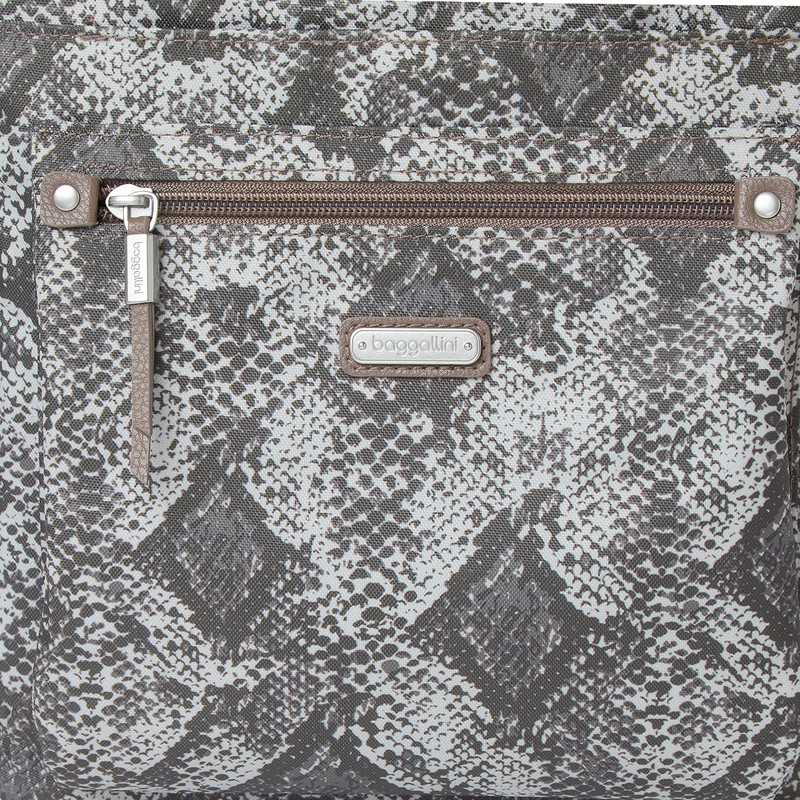 Baggallini womens go bagg with RFID phone wristlet, Tan Python,