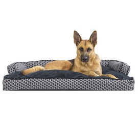 Furhaven Pet Bed for Dogs and Cats - Plush and Decor Comfy Couch Sofa-Style Pillow Cushion Dog Bed, Removable Machine Washable Cover - Diamond Gray, Jumbo (X-Large)