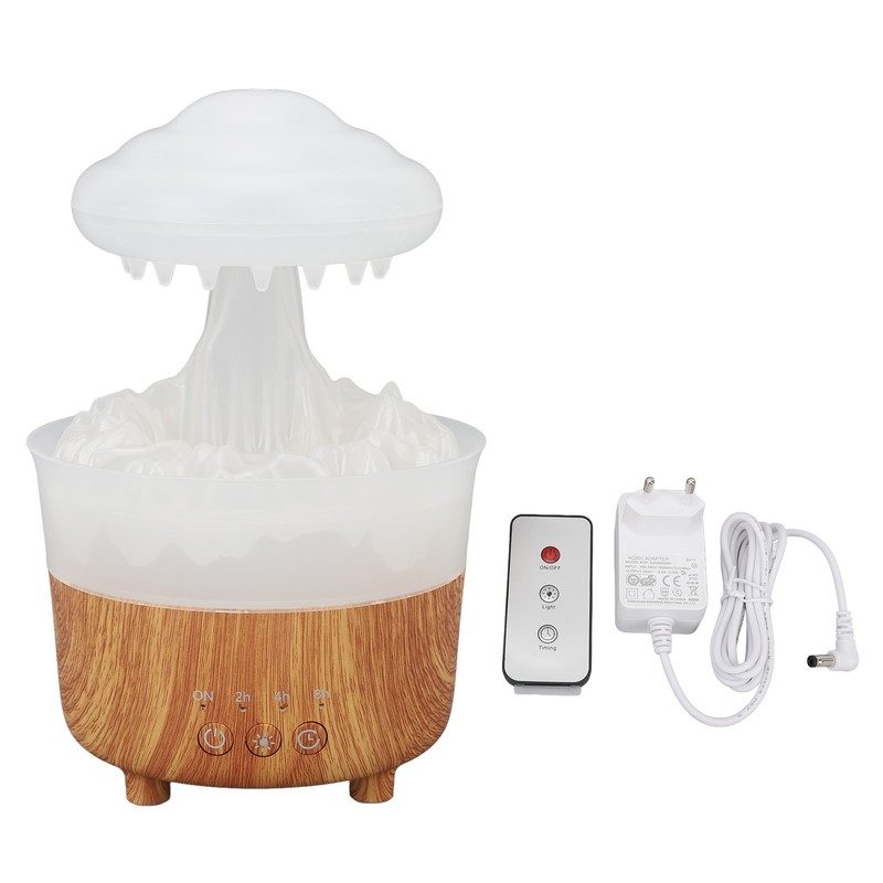 Rain Cloud Humidifier 7 Colors Light Remote Control Wood Grain