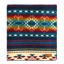 Ecuadane Large Southwestern Woven Blanket, Handmade in Ecuador by Local Artisans, Size 82" x 93" - Cotacachi Water Pattern