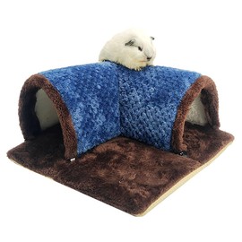 TCYYNEK Warm Guinea Pig Hideout Tunnel Bed, Soft Removable Guinea Pig Tunnels and Tubes for Cage, Sturdy Small Animal Tunnel for Rat, Hamster Hedgehog, Chinchilla (Brown)