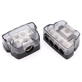 2PCS TuoLauthon Power Distribution Block 0/2/4 Gauge in 4/8/10 Gauge Out Nickel Plated 4 Ways Car Audio Splitter Amp Distribution Connecting Block