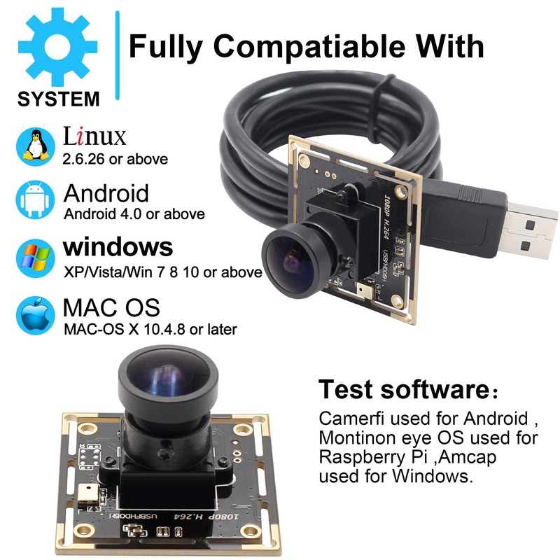 Svpro 1080P USB Camera Module with Microphone, Ultra Wide Angle