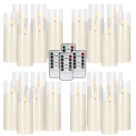 TLNFHRPI 24-Pack A-Series Acrylic LED Flameless Candles with Remote Control - Perfect for Families, Parties, and Special Occasions - Easily Create a Magical Atmosphere (Three Sizes)