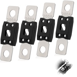 Mailfull Mega Fuse 200 A to 48 V DC Mega High Current Fuse Screw Fuse Blade Fuses Car for Cars Trucks Construction Vehicles Buses Pack of 4