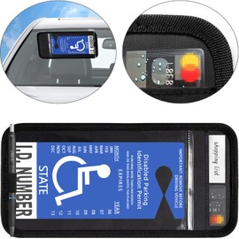 lofrcin Handicap Placard Holder for Auto, 1 PCS Black Visor Placard Holder, Handicap Placard Holder with Pen Holder, Handicap Placard Holder for Auto Visor with Note Paper Slot and Elastic Strap