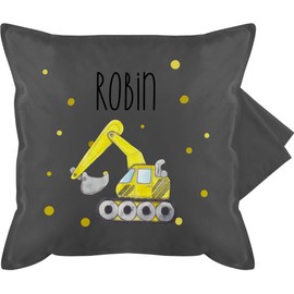 Cushion Cover - Excavator Construction Machine Construction Vehicle Digger Fan Construction Vehicle - 50 x 50 cm - Grey - Cushion Excavator Cushion Digger Driver Construction Vehicles Cushion Covers