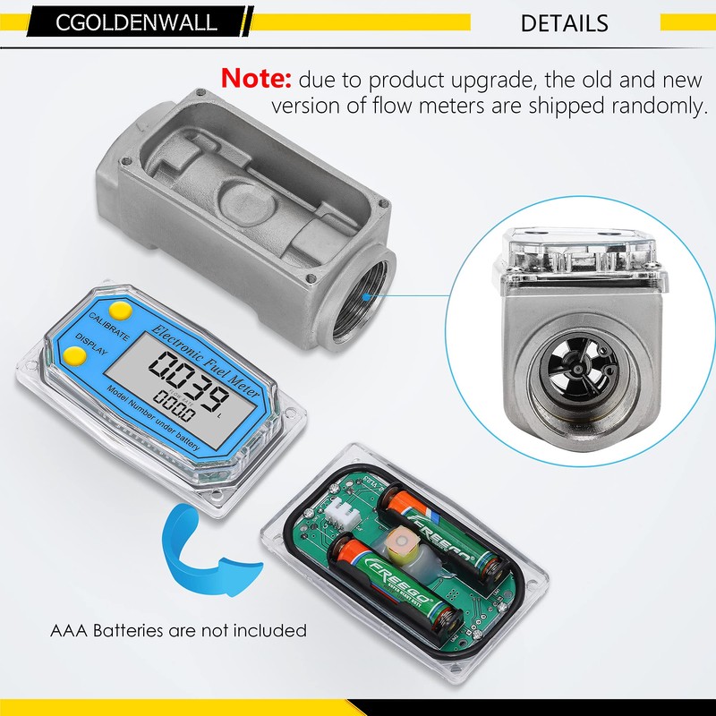CGOLDENWALL 1 inch 3/4 inch Turbine Flow Meter 2.5~26GPM Fuel