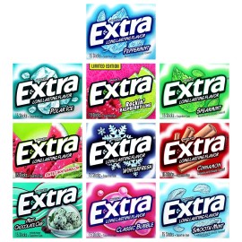 Wrigley Extra Assorted Sugar-Free Chewing Gum, 10 Packages, 150 Sticks Total  - Polar Ice - 150 Sticks