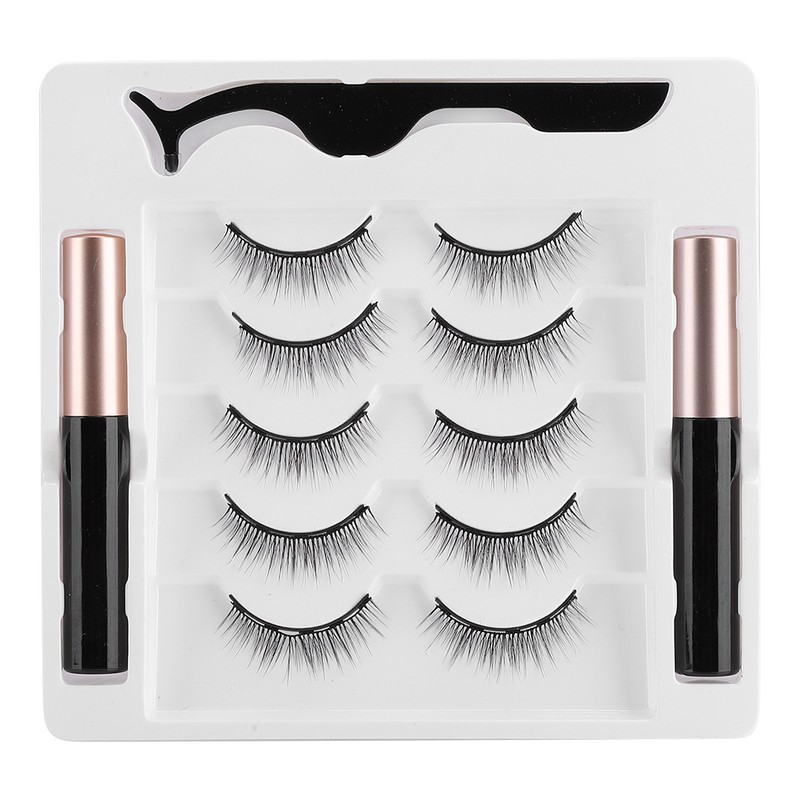 5 Pairs False Eyelashes Magnetic Liquid EyelinerTweezers Set Eyelashes Makeup