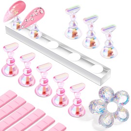 Makartt Nail Holder Nail Stand Nail Art Magnetic Nail Holder Nail Stand Clear Pink Nail Display Stand with