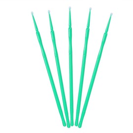 100PCS Cepillo de pestañas micro, Micro aplicador de hisopos de algodón Cepillo para maquillaje y cuidado personal, Cepillo de rímel desechable Barra de limpieza de pegamento para pestañas, 4 colores(VERDE)