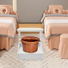 DreamRcoach Pedicure Foot Rest, Portable Pedicure Cart with Drawers, Moveable Foot Bath Stool, Spa Manicure Salon Funiture for Beauty Salons, Medical Clinics, Hair Salons(White)