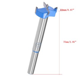 TOP-VIGOR 22mm Forstner Drill Bit, Tungsten Carbide Wood Auger Drill Bit Hole Saw Opener for Woodworking Hinge Hole Drilling Boring Bit Cutter Blue