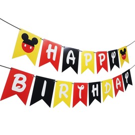 Mickey Birthday Party Banner, Mickey Style Bunting, Mickey Themed Birthday Party Supplies