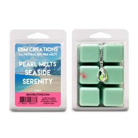 Pearl Melts - Seaside Serenity - Scented All Natural Soy Wax Melts - 6 Cube Clamshell 3.2oz Highly Scented - Surprise Pearl Inside Each Clamshell!