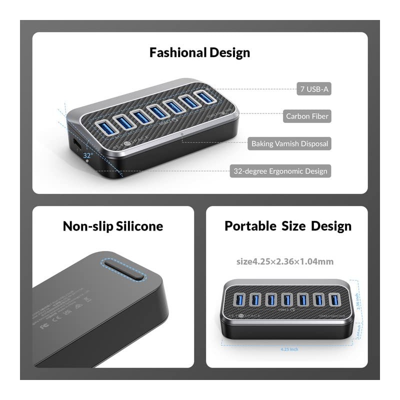 SETMSPACE Hub USB, concentrador USB para transferencia de 5 Gbps,
