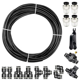 TAILONZ PNEUMATIC Black 1/4 Inch od 10 Meter 32.8ft PU Air Tubing Kit Pipe Hose Air Line Tubing Or Fluid Transfer Pneumatic tubing