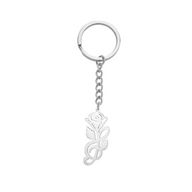 kkjoy Pink Note Treble Keyring Stainless Steel Notes Blossom in Rose Pendant Key Ring Treble Clef Jewellery Handbag Accessories for Women Men Music Lovers, silver