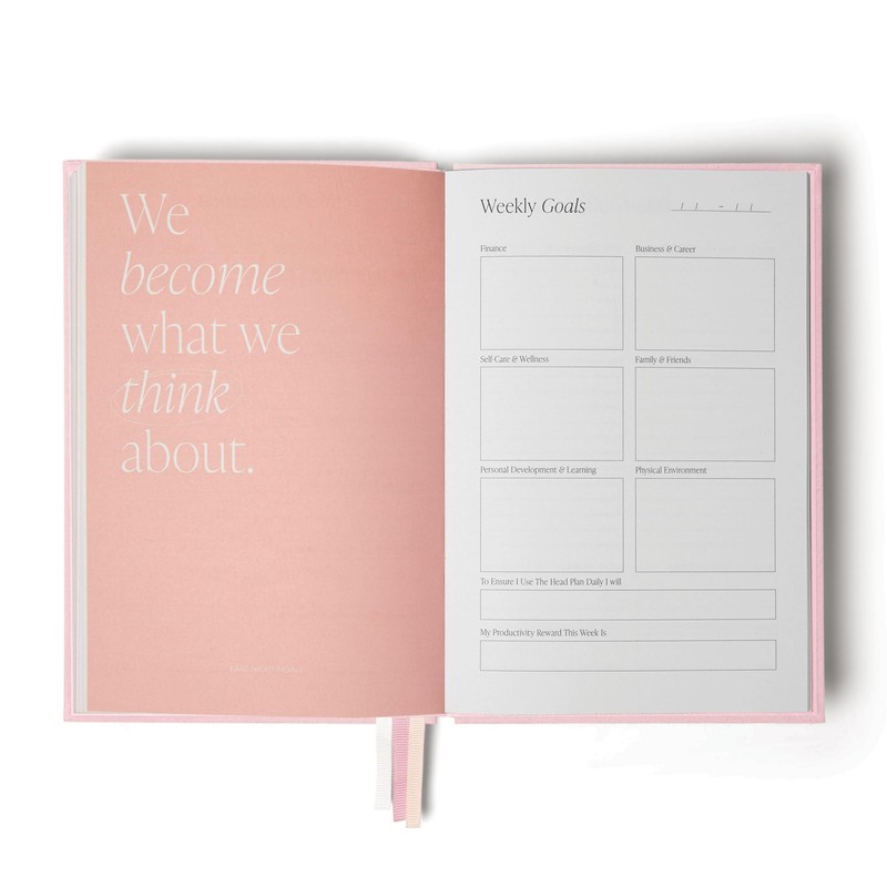 The Head Plan Undated Wellness and Goal-Setting Journal, Soft Pink