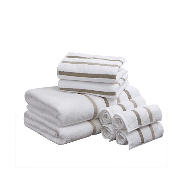 Comfort Spaces Cotton 8 Piece Bath Towel Set Striped Ultra