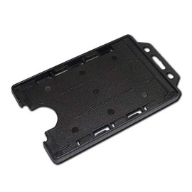 Identity-Plus: Black Rigid Open Faced Double/Dual Sided Portrait ID Card Badge Pass Holder (100)