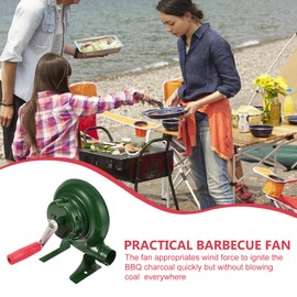 Unomor Outdoor Cooking BBQ Fan Air Blower Hand Crank Fan Air Blower Grill Picnic Camping Stove Accessories for Barbecue Fire Bellows Hand Crank Tool